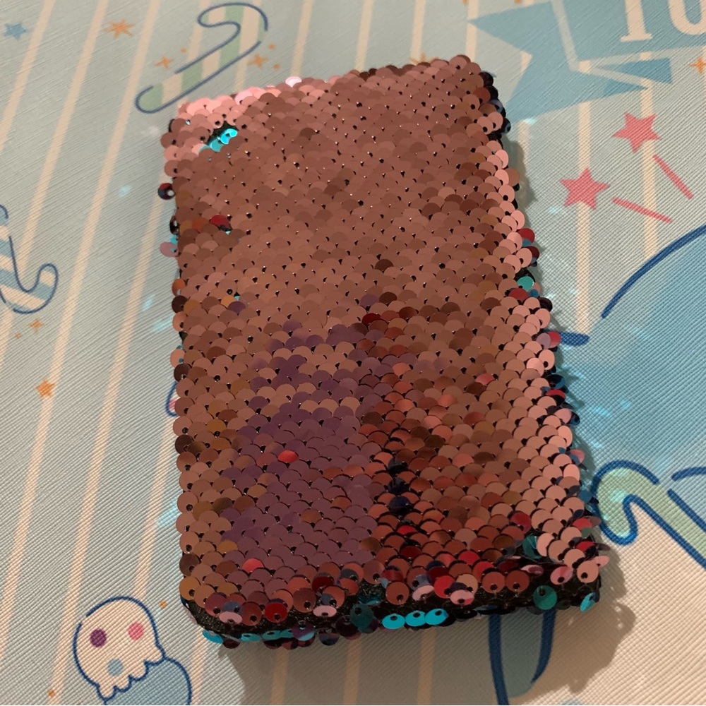 Turquoise Mermaid Reversible Flip Sequin Mini Notebook Journal - Picture 2 of 16